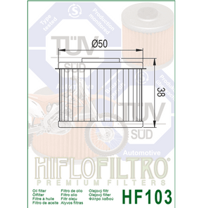 Hiflo HF103 Oil Filter - Honda CB CRF