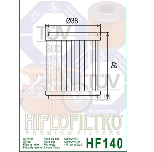 Hiflo : HF140 : Yamaha YZF WR MX : Oil Filter