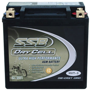 SSB HVT-3 AGM DryCell Motorcycle Battery - YTX14LBS