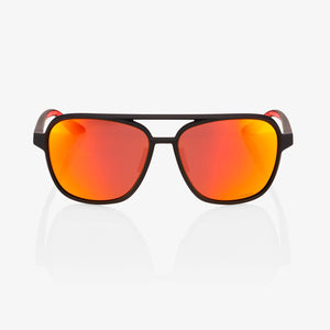 100% Kasia Soft Tact Black - HiPER Red Multilayer Mirror Lens Sunglasses