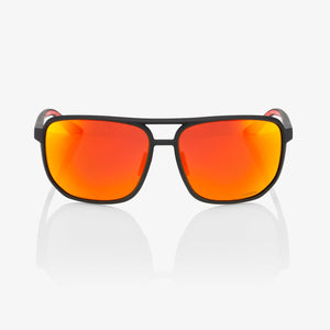 100% Konnor Soft Tact Black Sunglasses - HiPER Red Multilayer Mirror Lens