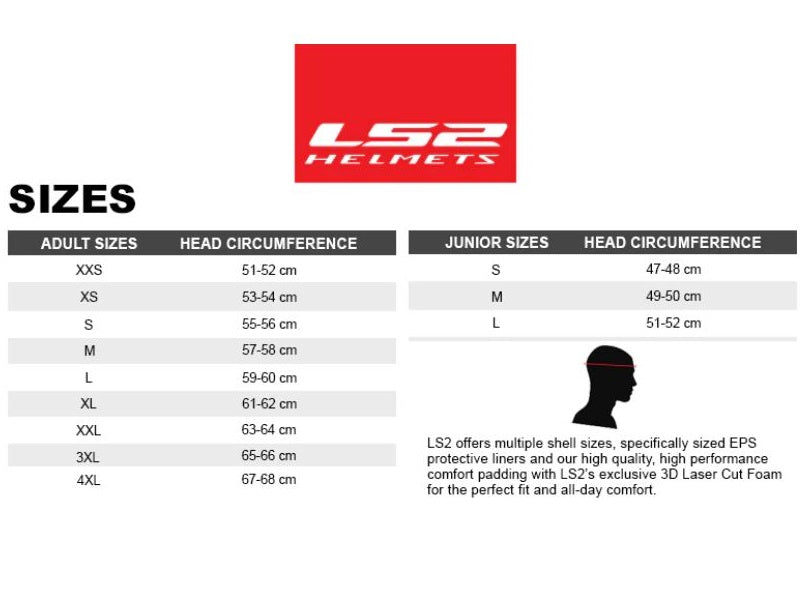 Ls2 helmet best sale size chart