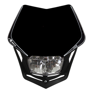 Racetech White Black RTech Halogena Motorcycle Enduro Headlight V-Face Mask