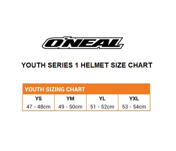 Youth mx helmet size 2024 chart