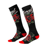 Oneal Adult Pro MX Roses Sock - Black/Red