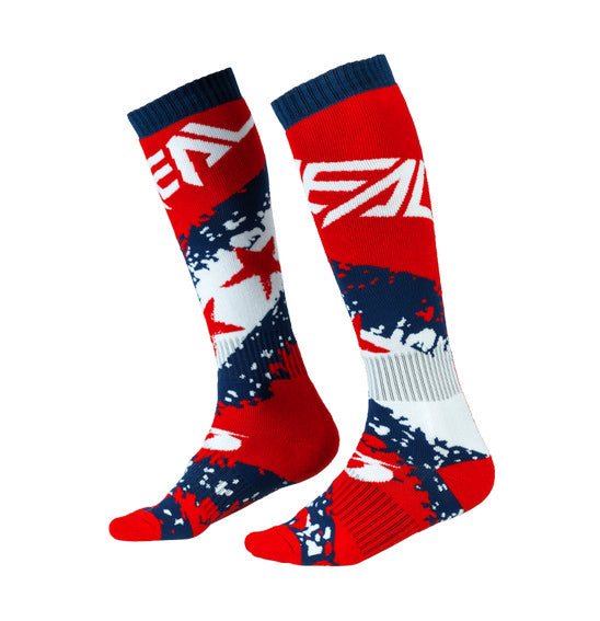 Oneal Adult Pro MX Stars Sock - Red/Blue