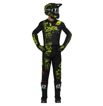 Load image into Gallery viewer, Oneal Youth ELEMENT Attack V.23 MX Jersey - Black/Neon