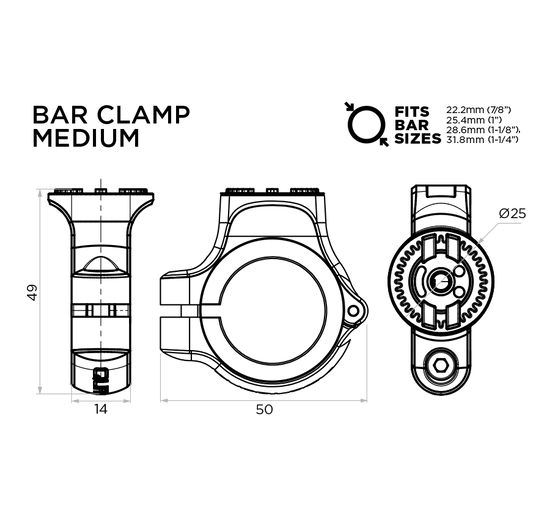 Quad Lock 360 - Bar Clamp Medium
