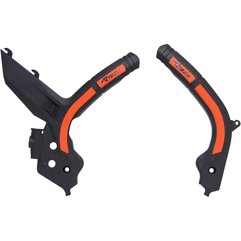 Rtech Frame Guards - Black Orange - KTM EXC SXF EXCF SX