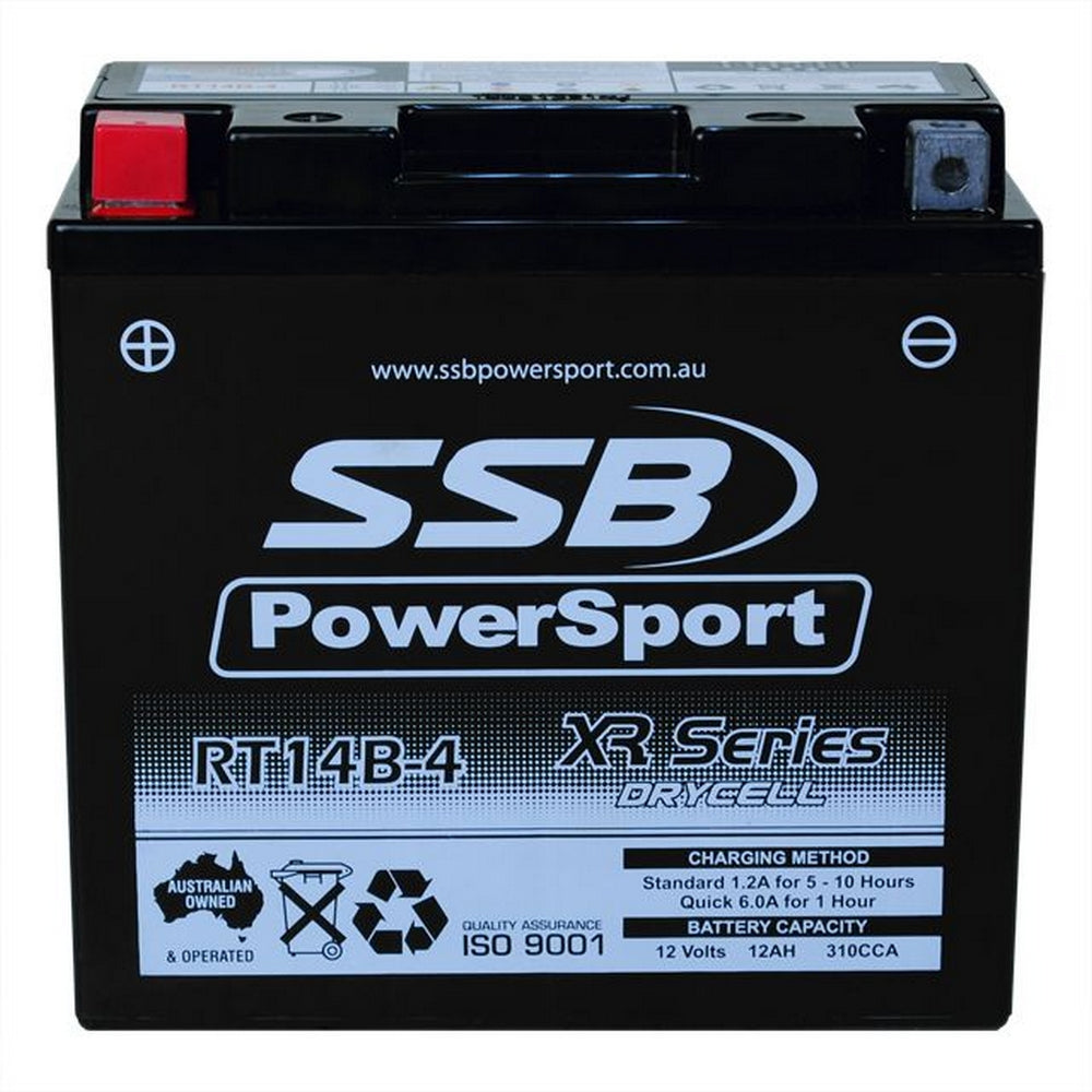 MOTORCYCLE AND POWERSPORTS BATTERY (YT14B-4) AGM 12V 1.2AH 310CCA BY SSB HIGH PERFORMANCE