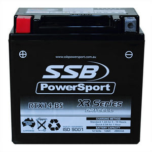 SSB RTX14-BS XR Series AGM Motorcycle Battery - YTX14-BS