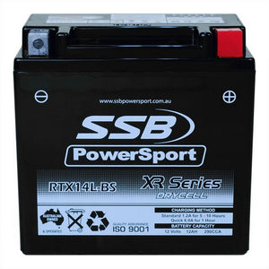 SSB RTX14L-BS XR Series AGM Motorcycle Battery - YTX14L-BS
