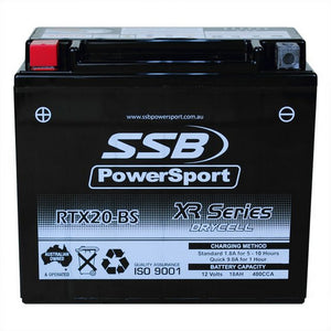 SSB RTX20-BS XR Series AGM Motorcycle Battery - YTX20-BS