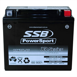SSB RTX20L-BS XR Series AGM Motorcycle Battery - YTX20L-BS