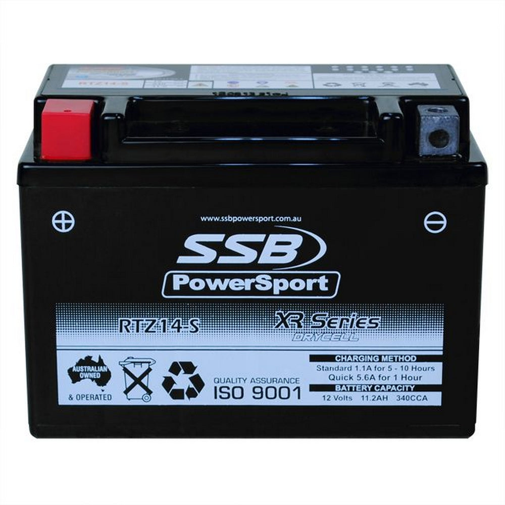 MOTORCYCLE AND POWERSPORTS BATTERY (YTZ14-S) AGM 12V 1.1AH 340CCA SSB HIGH PERFORMANCE