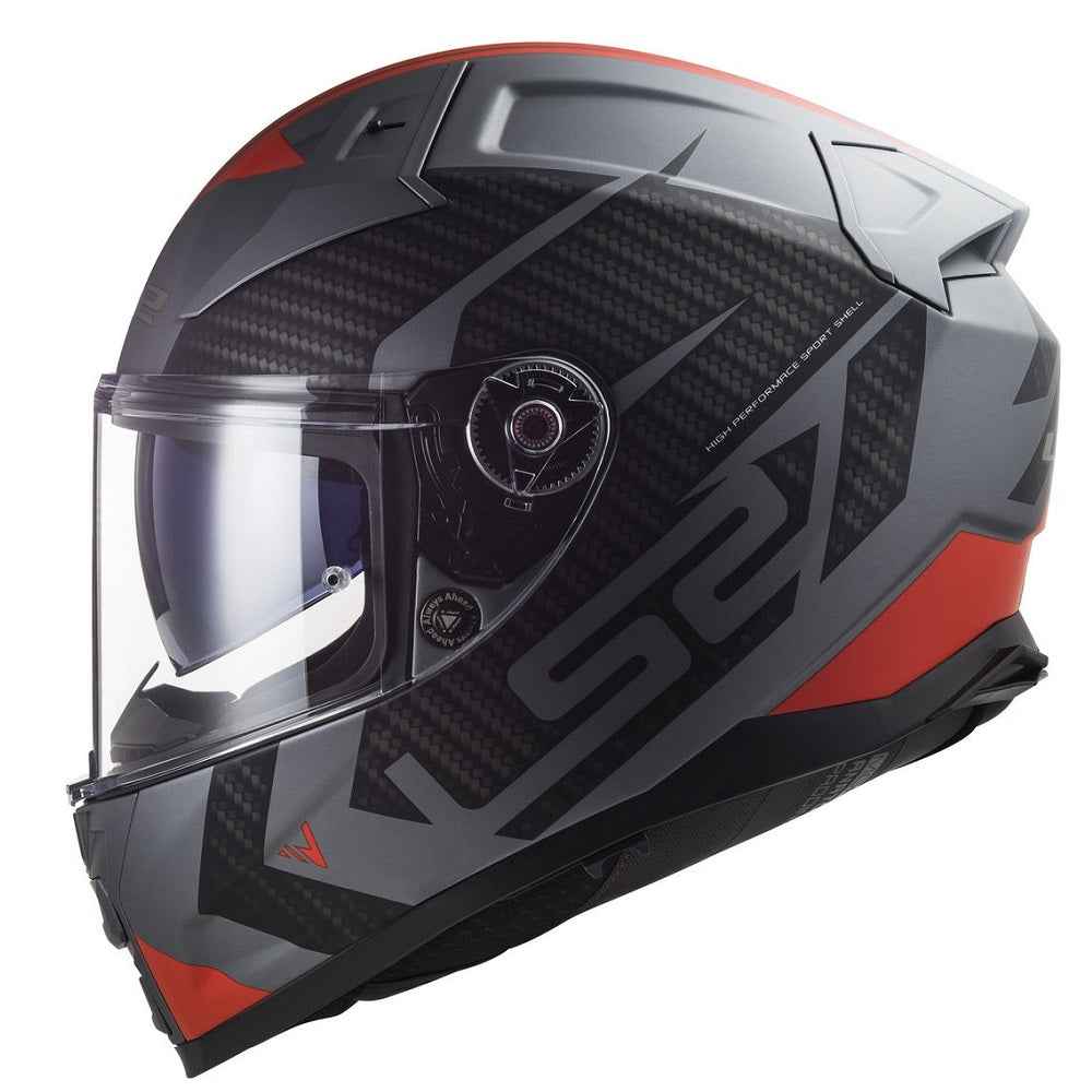 LS2 Medium Vector 2 Helmet - Splitter Matt Titanium/Red