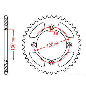 TAG : 47T : Suzuki Yamaha 80-85cc : Alloy Black : Rear Sprocket