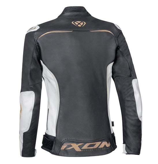 Ixon Trinity Womens Jacket - White Black Gold - Sport Leather