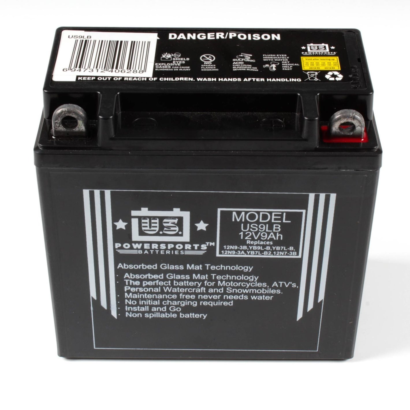 USPS : US9LB : YB7LB : YB7LB2 : YB9LB AGM Motorcycle Battery