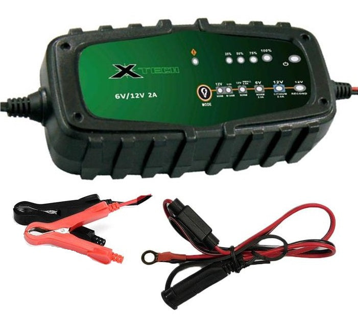 X-TECH Battery Charger 2.0A - 6V/12V - AGM & Lithium