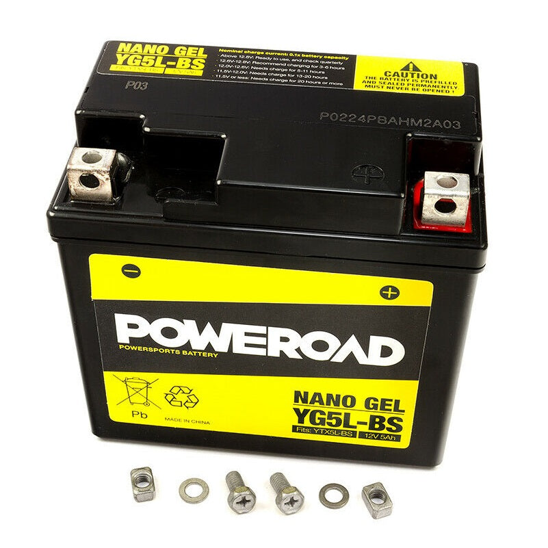 Poweroad : YG5L-BS - YTX5LBS : Nano Gel Motorcycle Battery