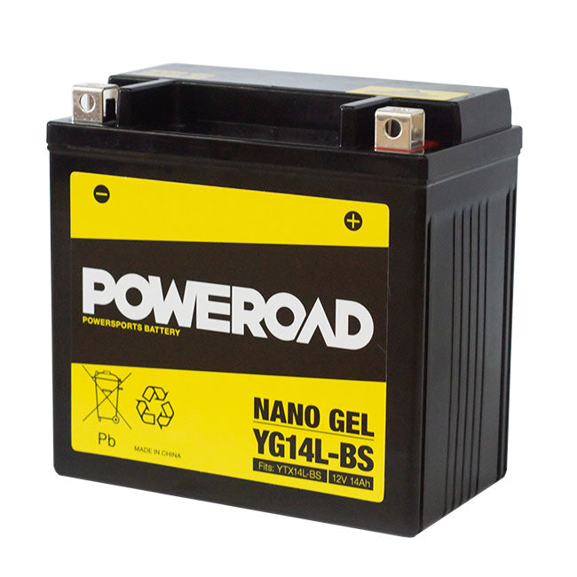 Poweroad YTX14LBS - YG14LBS Nano Gel Motorcycle Battery