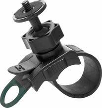 Load image into Gallery viewer, Midland XTC-200 Action Camera has three types of mounts available separately - adhesive helmet mount, strap helmet mount and handlebar mount (pictured is the handlebar mount)
