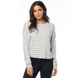FOX WOMENS STRIPED OUT LS THERMAL CROP TOP [WHITE]