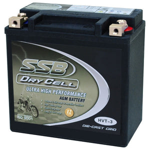 SSB HVT-3 AGM DryCell Motorcycle Battery - YTX14LBS
