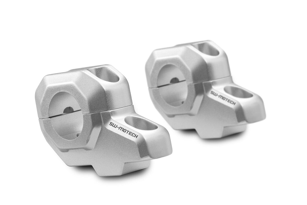 SW Motech Offset 28mm Handlebar Risers - H=30mm Back 22mm - Silver