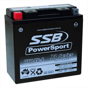 MOTORCYCLE AND POWERSPORTS BATTERY (YT14B-4) AGM 12V 1.2AH 310CCA BY SSB HIGH PERFORMANCE