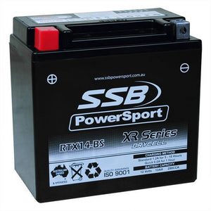 SSB RTX14-BS XR Series AGM Motorcycle Battery - YTX14-BS