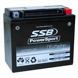 SSB RTX20L-BS XR Series AGM Motorcycle Battery - YTX20L-BS