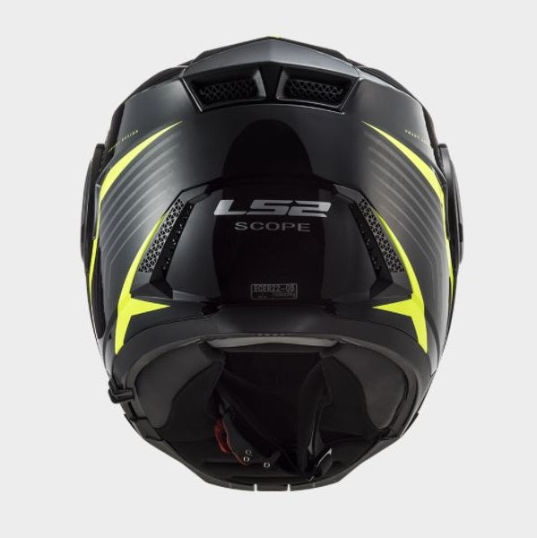 LS2 : Medium : Scope Flip Front Helmet : Skid Black/Hivis
